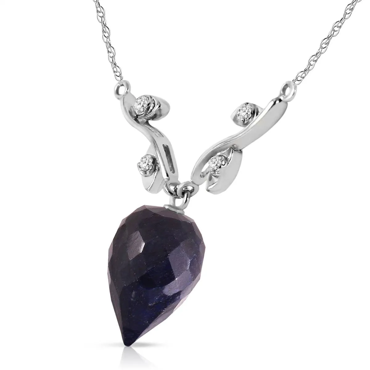 12.92 Carat 14K Solid White Gold Succeed Like Success Sapphire Diamond Necklace