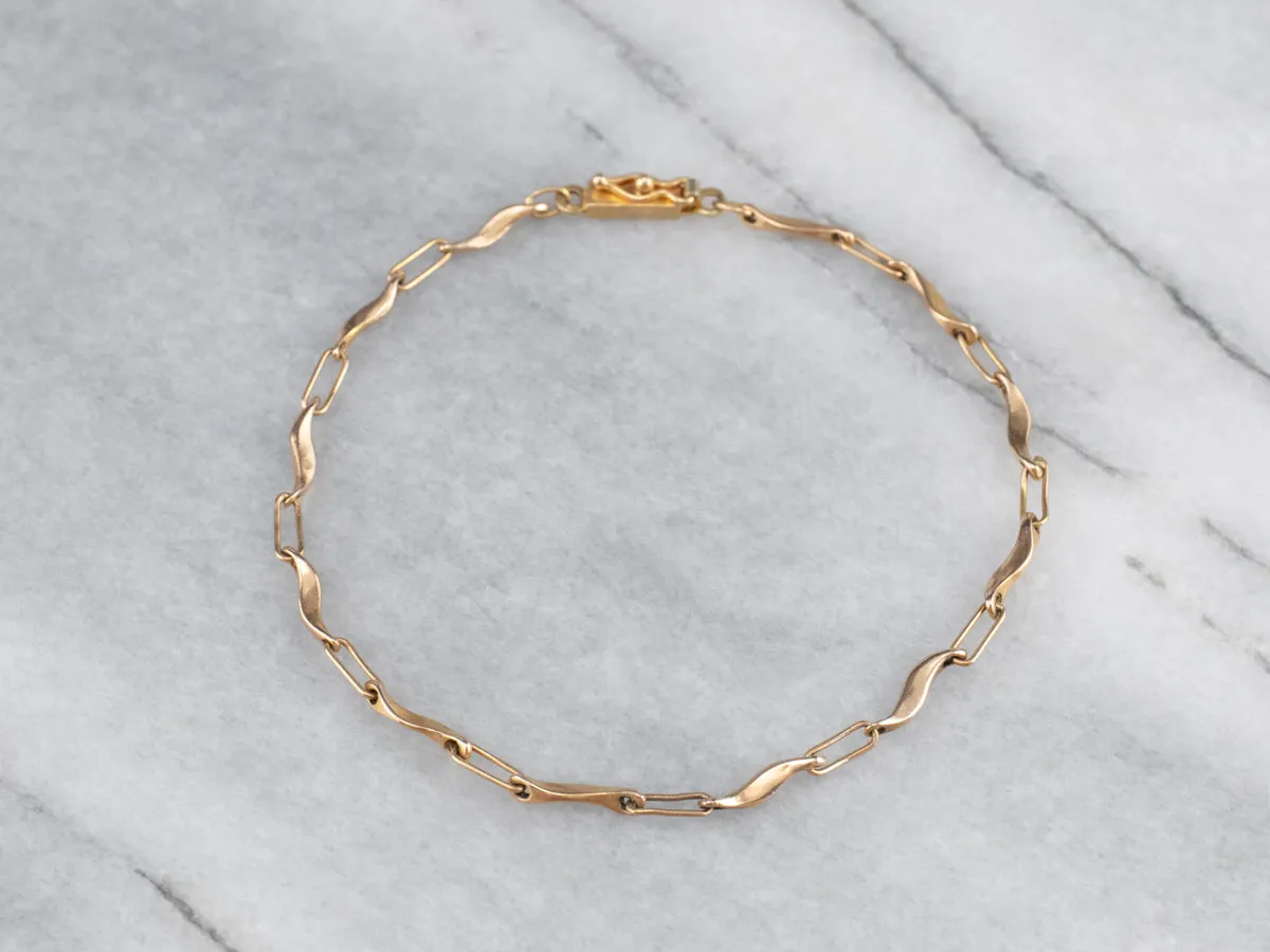 14K Gold Curved Link Bracelet