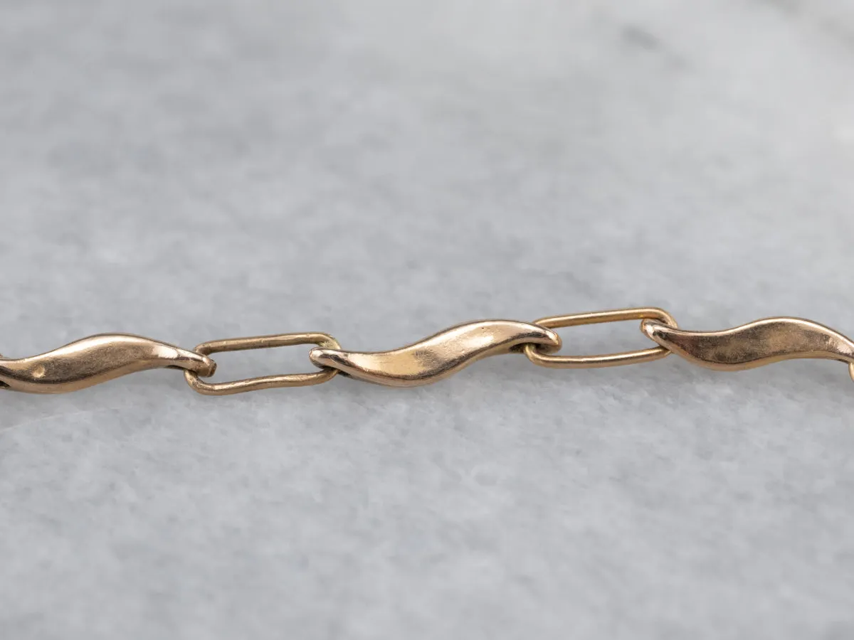 14K Gold Curved Link Bracelet