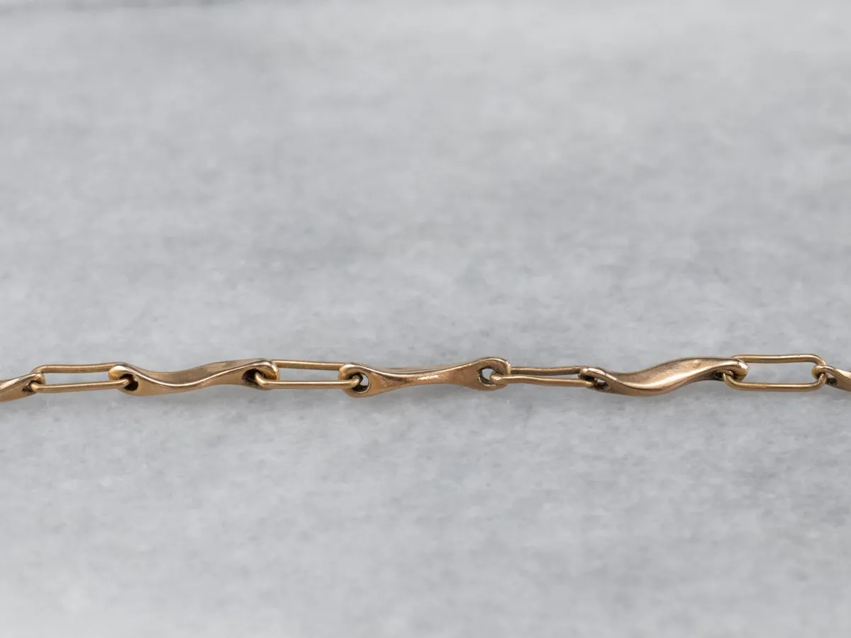 14K Gold Curved Link Bracelet