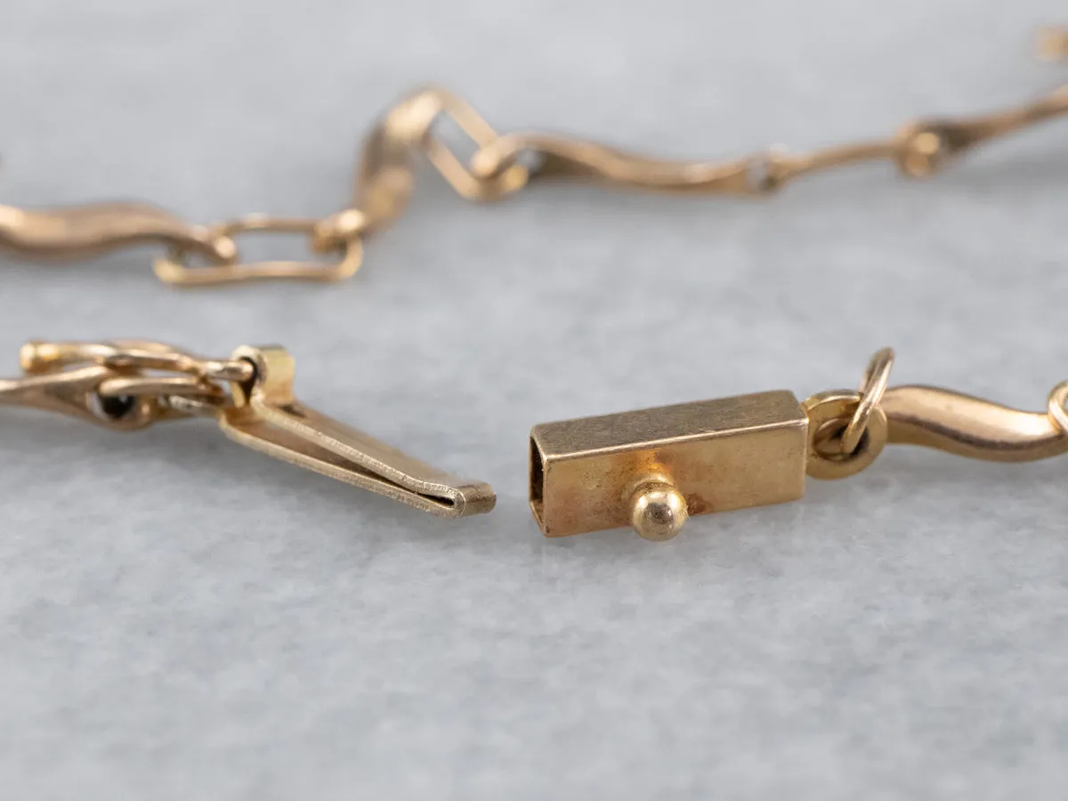 14K Gold Curved Link Bracelet