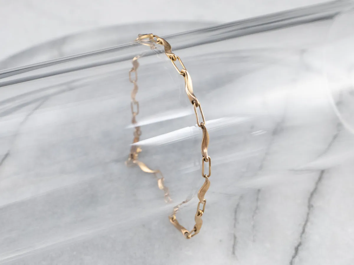 14K Gold Curved Link Bracelet