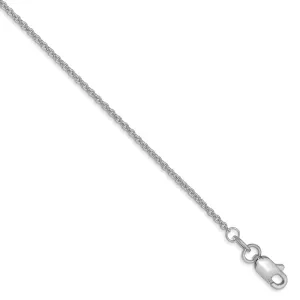 1.5mm 10k White Gold Solid Cable Chain Anklet