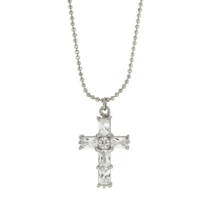 1928 Jewelry Cubic Zirconia Cross Pendant Necklace 18"