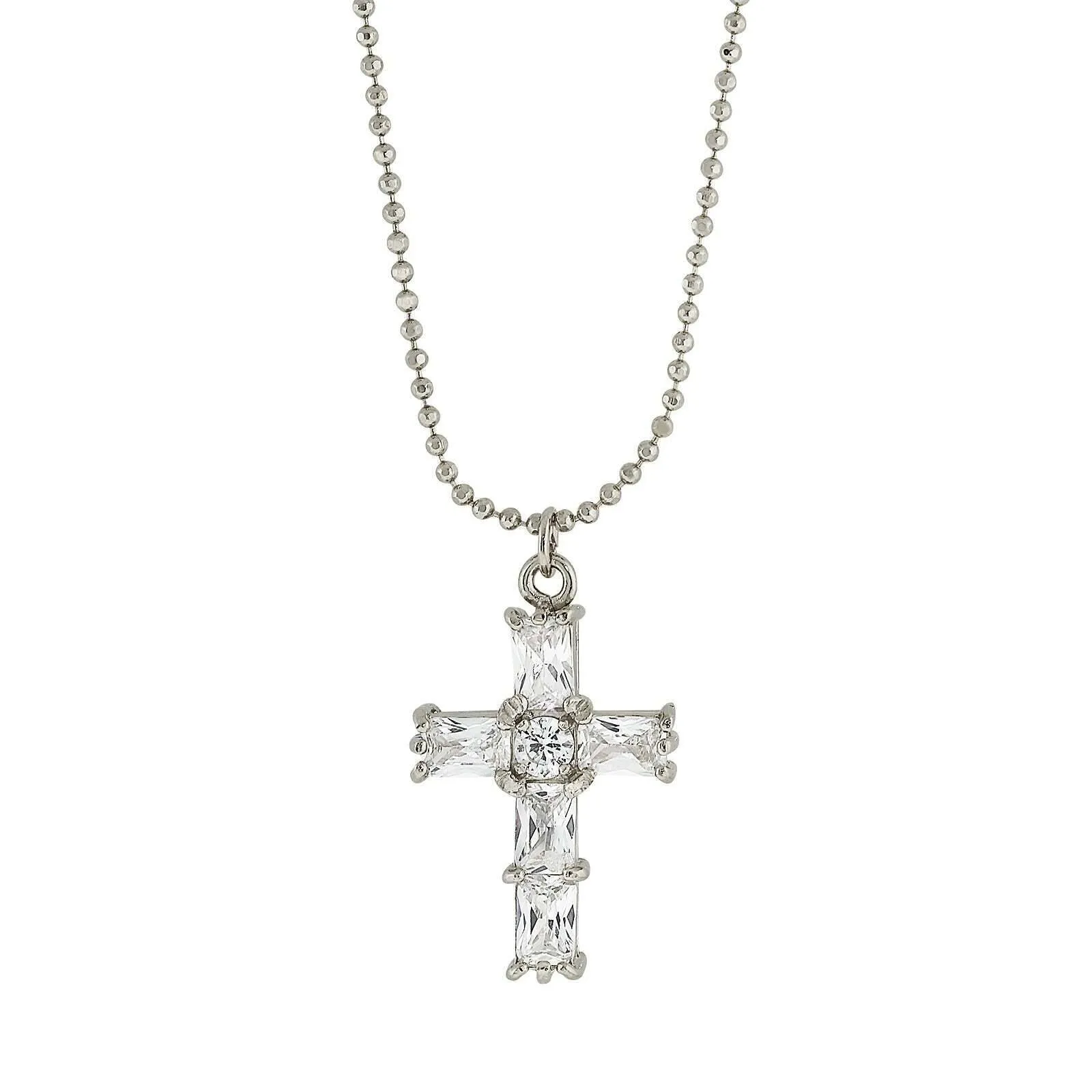 1928 Jewelry Cubic Zirconia Cross Pendant Necklace 18"