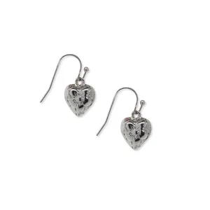 1928 Jewelry Etched Flower Puff Heart Drop Earrings