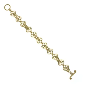 1928 Jewelry Gold Heart Filigree Toggle Bracelet