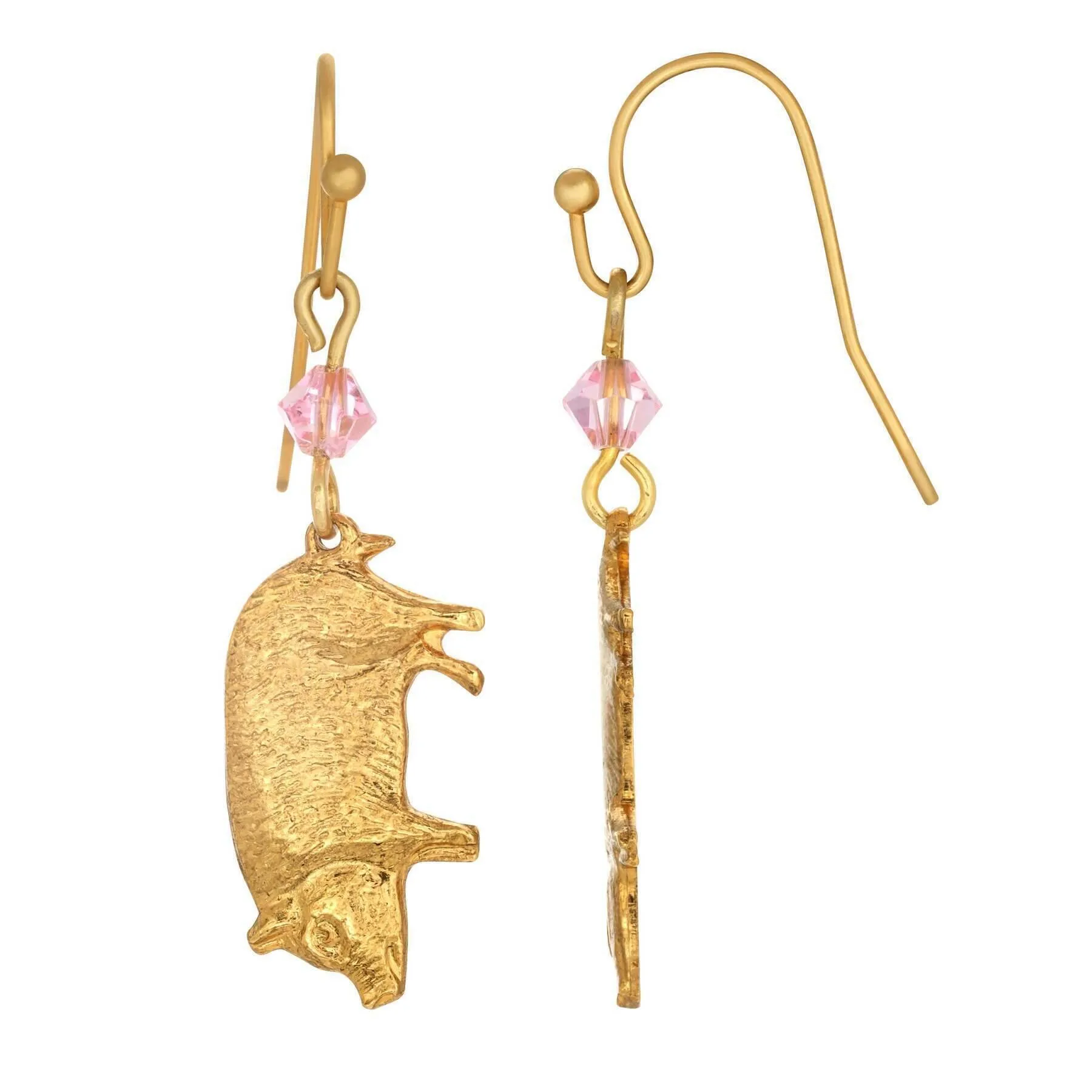 1928 Jewelry Light Rose Pink Crystal Pig Drop Earrings