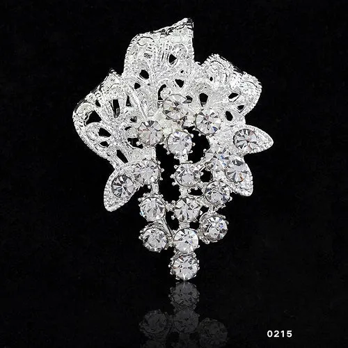 2016 Charming Jewelry Bridal Bouquet Flower Pattern Brooch Pin Rhinestone Inlaid Crystal Women Wedding Brooches 14 types