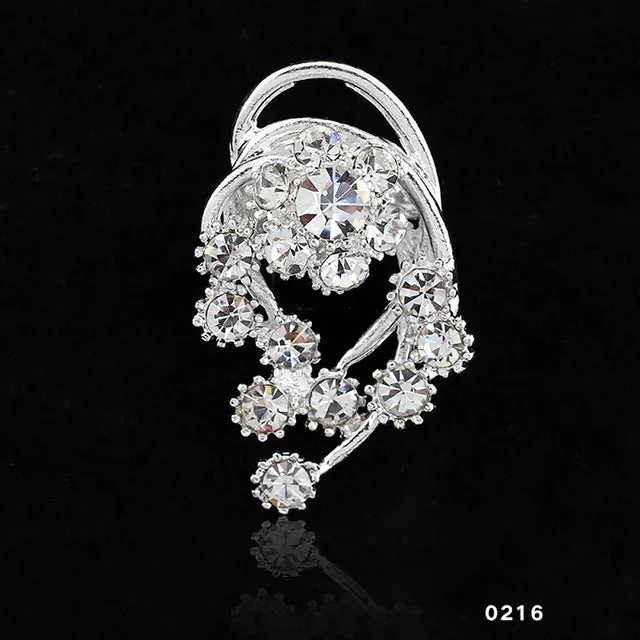 2016 Charming Jewelry Bridal Bouquet Flower Pattern Brooch Pin Rhinestone Inlaid Crystal Women Wedding Brooches 14 types