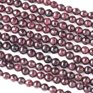 6mm Round Grade A Gemstone Beads - Faceted Garnet (Pack of 10)