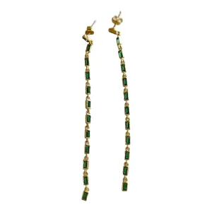 Baguette Emerald Station Dangle Earrings