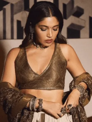 Bhumi Pednekar In Oxidised Pearl Handcrafted Cuff