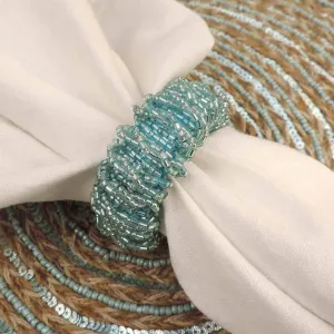 Bling-Bling Napkin Ring in Light Teal, Set of 4