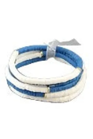 Blue and White Rubber Bead Stretch Anklet