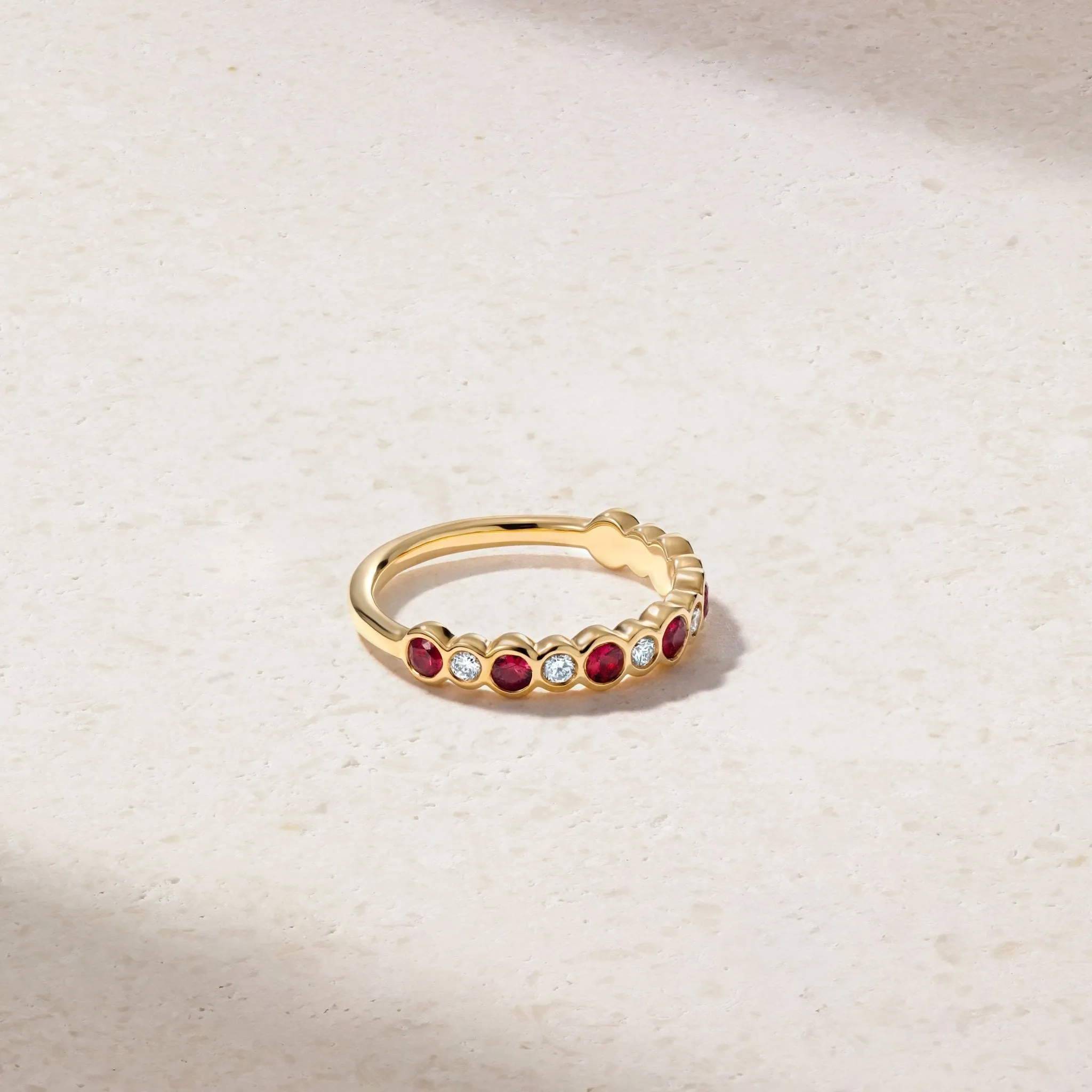 Bubbly Ruby and Diamond Ring