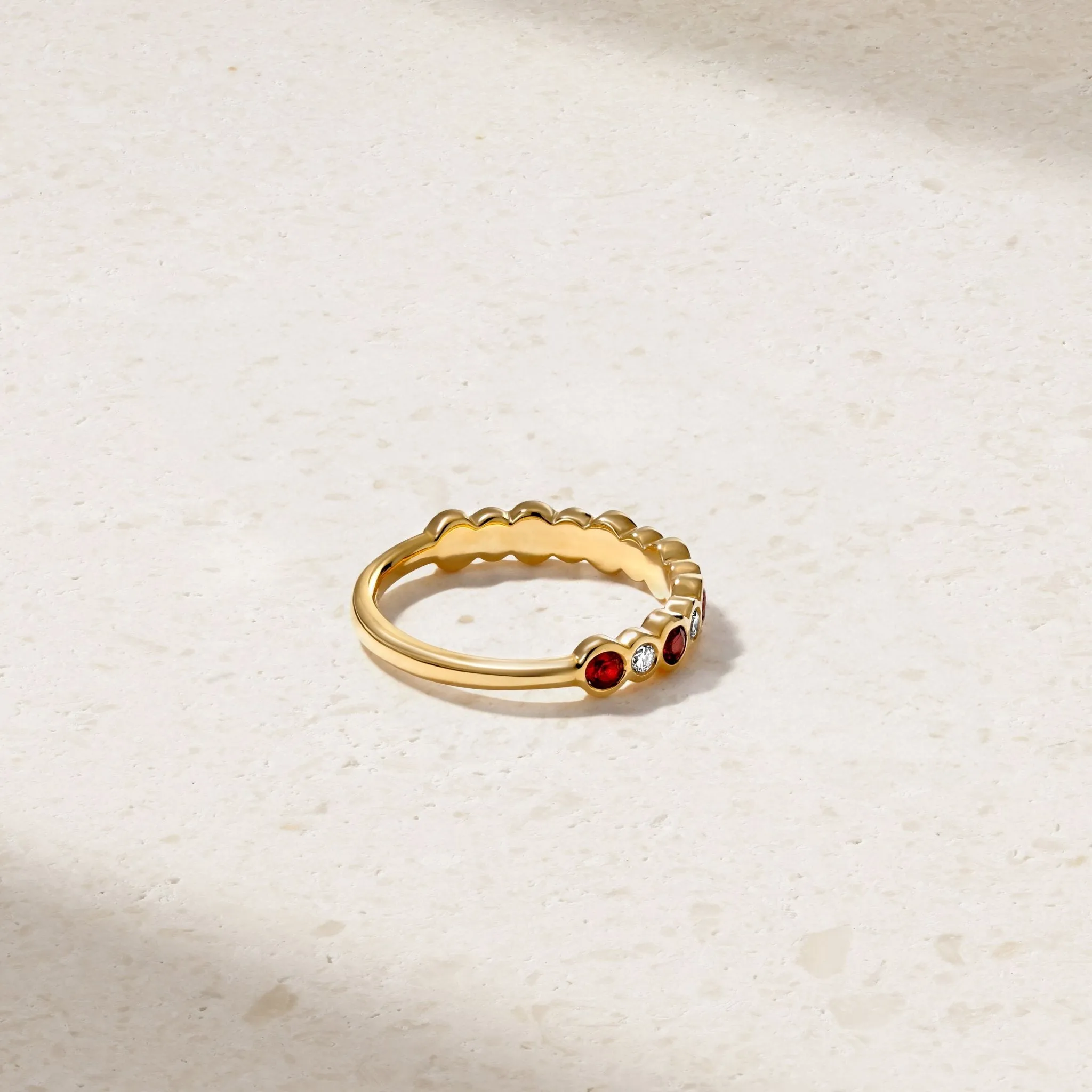 Bubbly Ruby and Diamond Ring