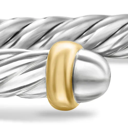 Cable Flex Bracelet in Sterling Silver with 14K Yellow Gold, 4mm