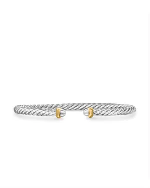 Cable Flex Bracelet in Sterling Silver with 14K Yellow Gold, 4mm