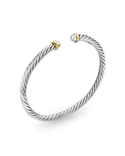 Cable Flex Bracelet in Sterling Silver with 14K Yellow Gold, 4mm