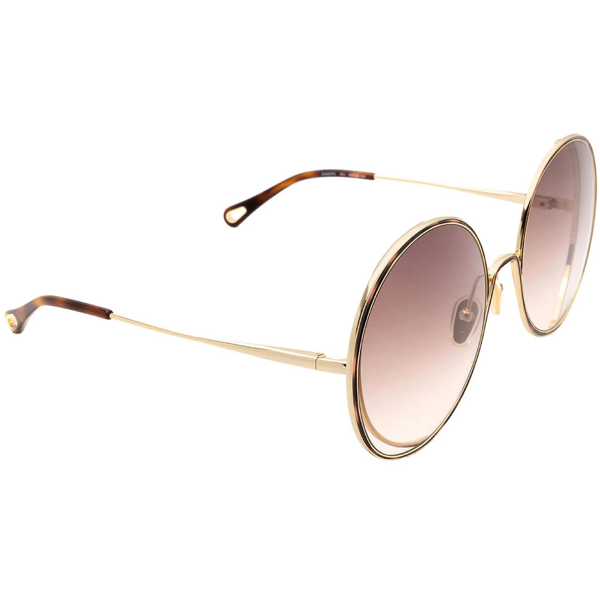 Chloe Women's Sunglasses - Gold Havana Full Rim Round Frame | CH0037S-30009777001