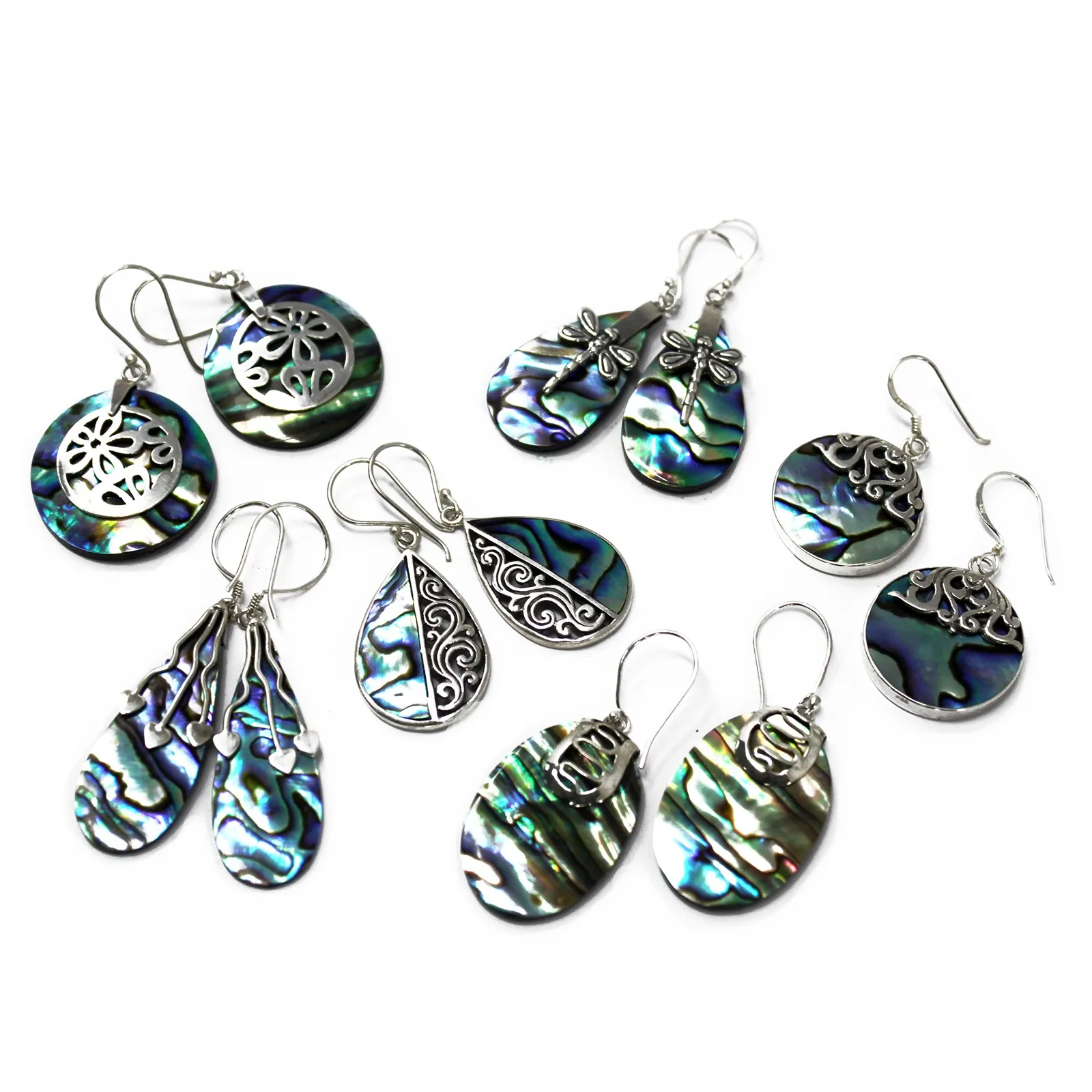 Classic Abalone Shell & Silver Disc Earrings - Handcrafted in Bali