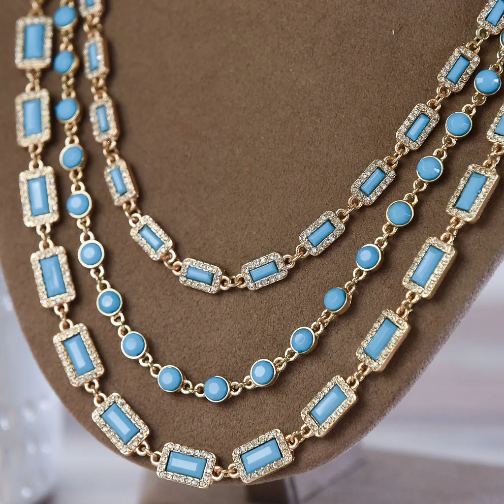 Courtney Triple Strand Jewel Statement Necklace