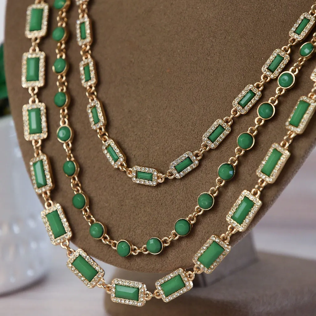 Courtney Triple Strand Jewel Statement Necklace