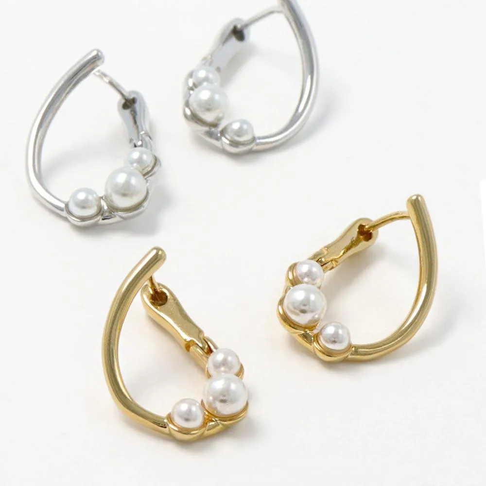 Curve Hoop Pear Detail Earrings