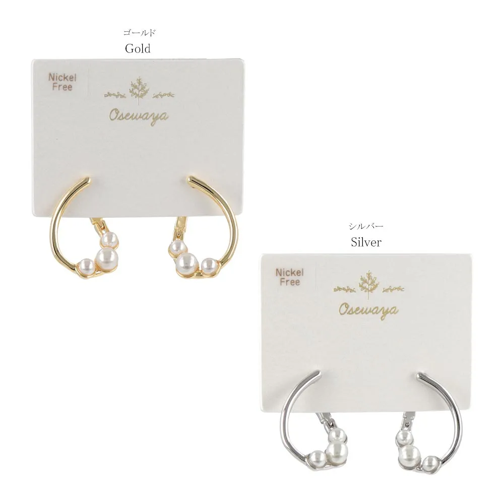 Curve Hoop Pear Detail Earrings