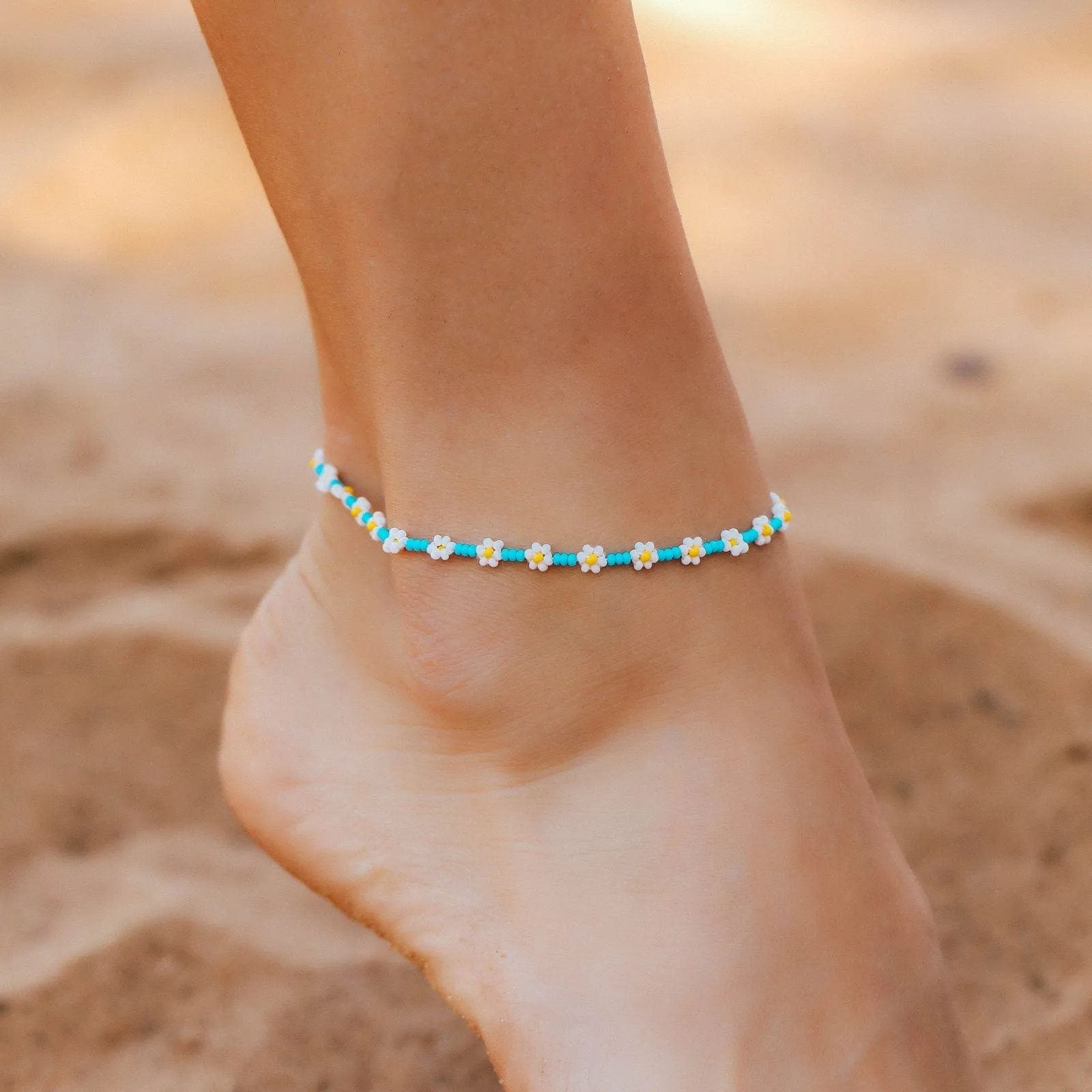 Daisy Seed Bead Anklet