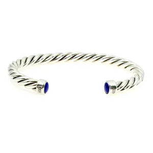 David Yurman Cable Cuff Bracelet in Sterling Silver with Lapis Lazuli