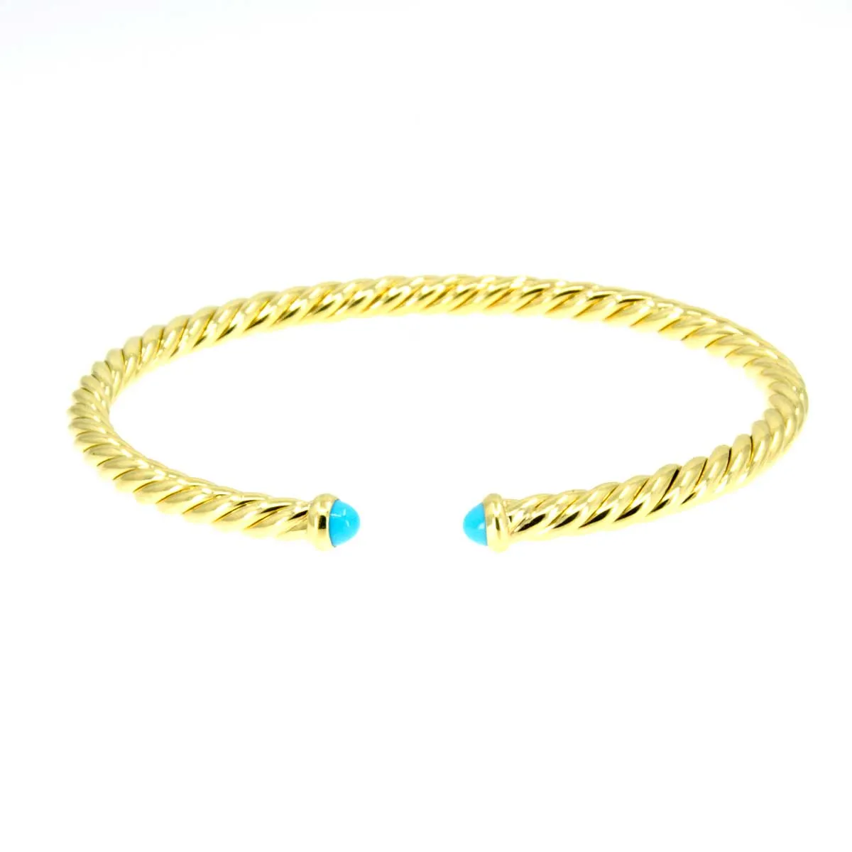 David Yurman Cablespira Bracelet in 18K Yellow Gold with Tuquoise