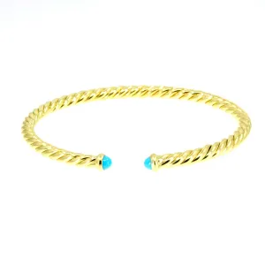 David Yurman Cablespira Bracelet in 18K Yellow Gold with Tuquoise