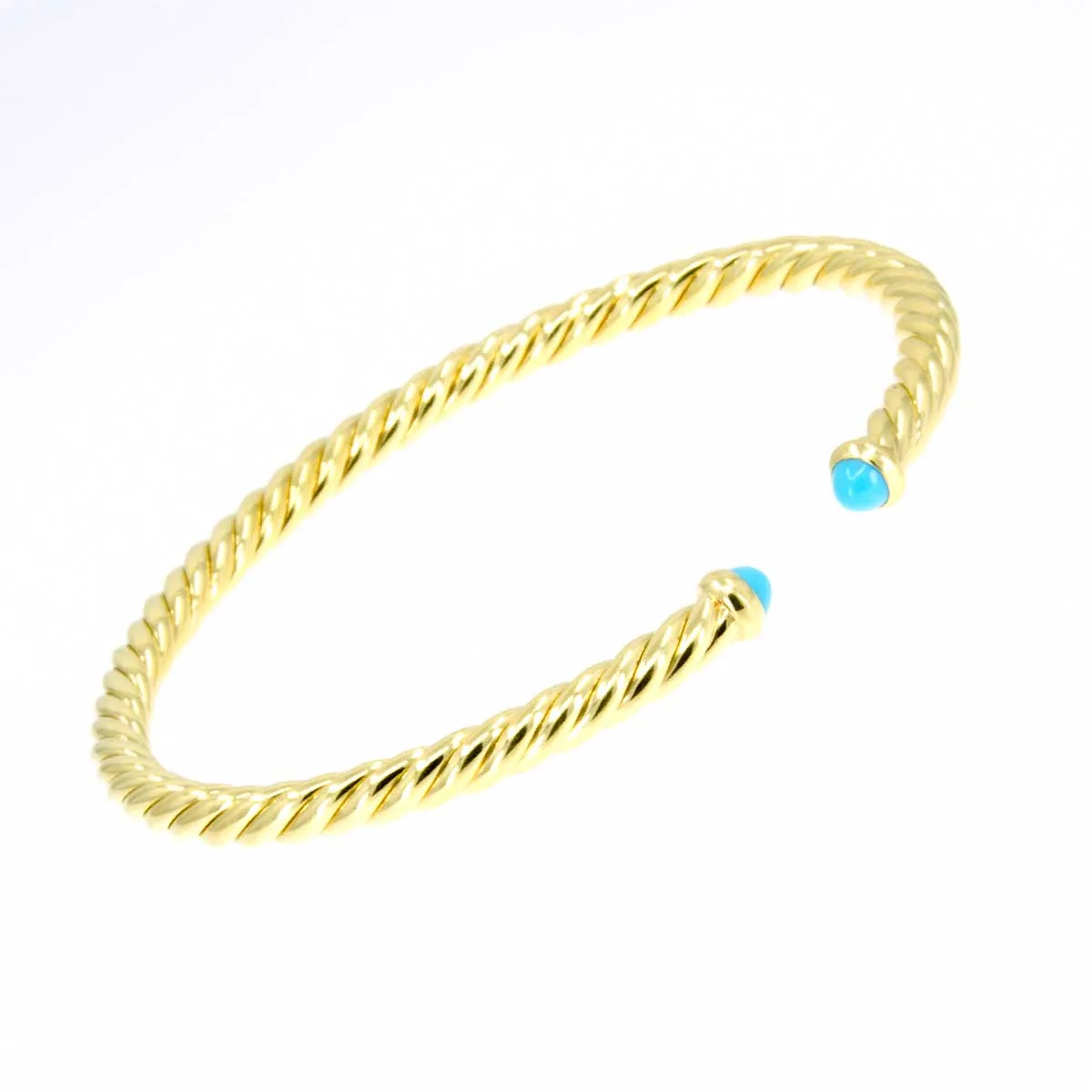 David Yurman Cablespira Bracelet in 18K Yellow Gold with Tuquoise