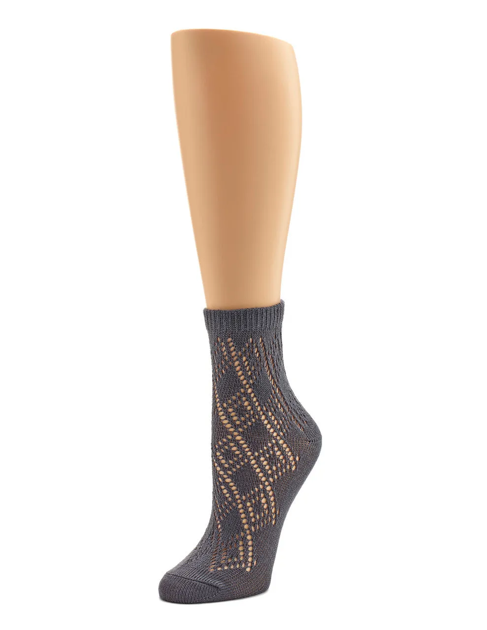 Diamond Cotton Pointelle Anklet Sock