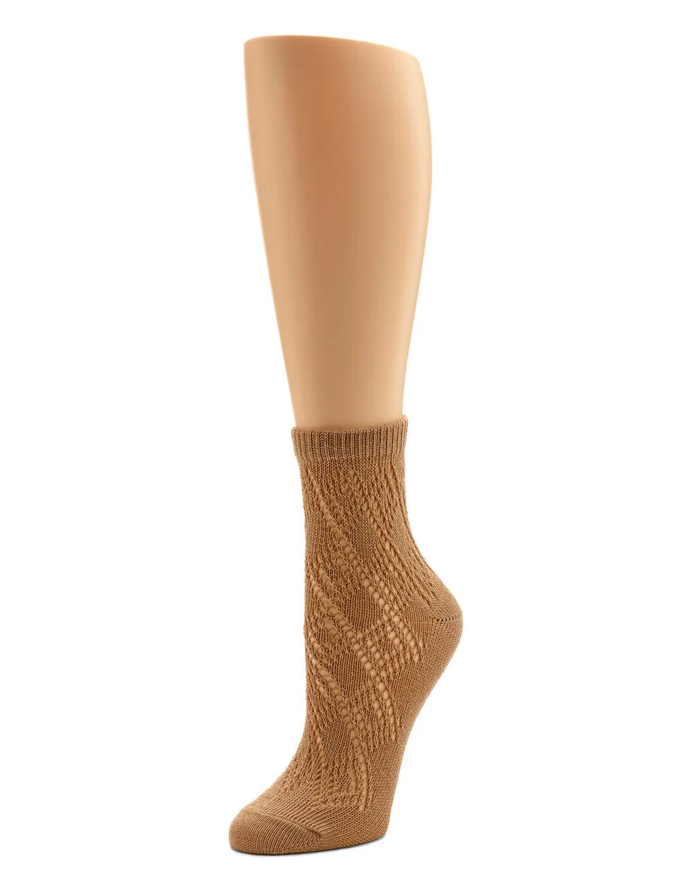 Diamond Cotton Pointelle Anklet Sock