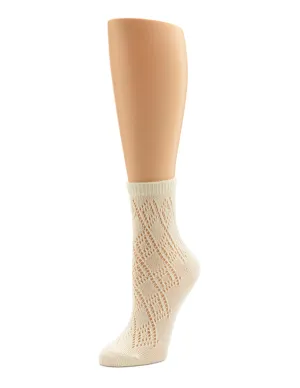 Diamond Cotton Pointelle Anklet Sock