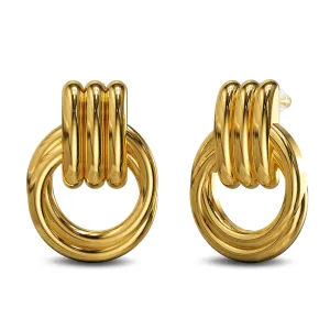 Elara Gold Layered Stud Earrings