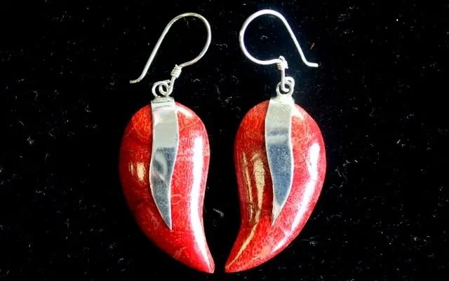 Elegant 925 Silver Mango Coral Earrings - Handcrafted in Bali