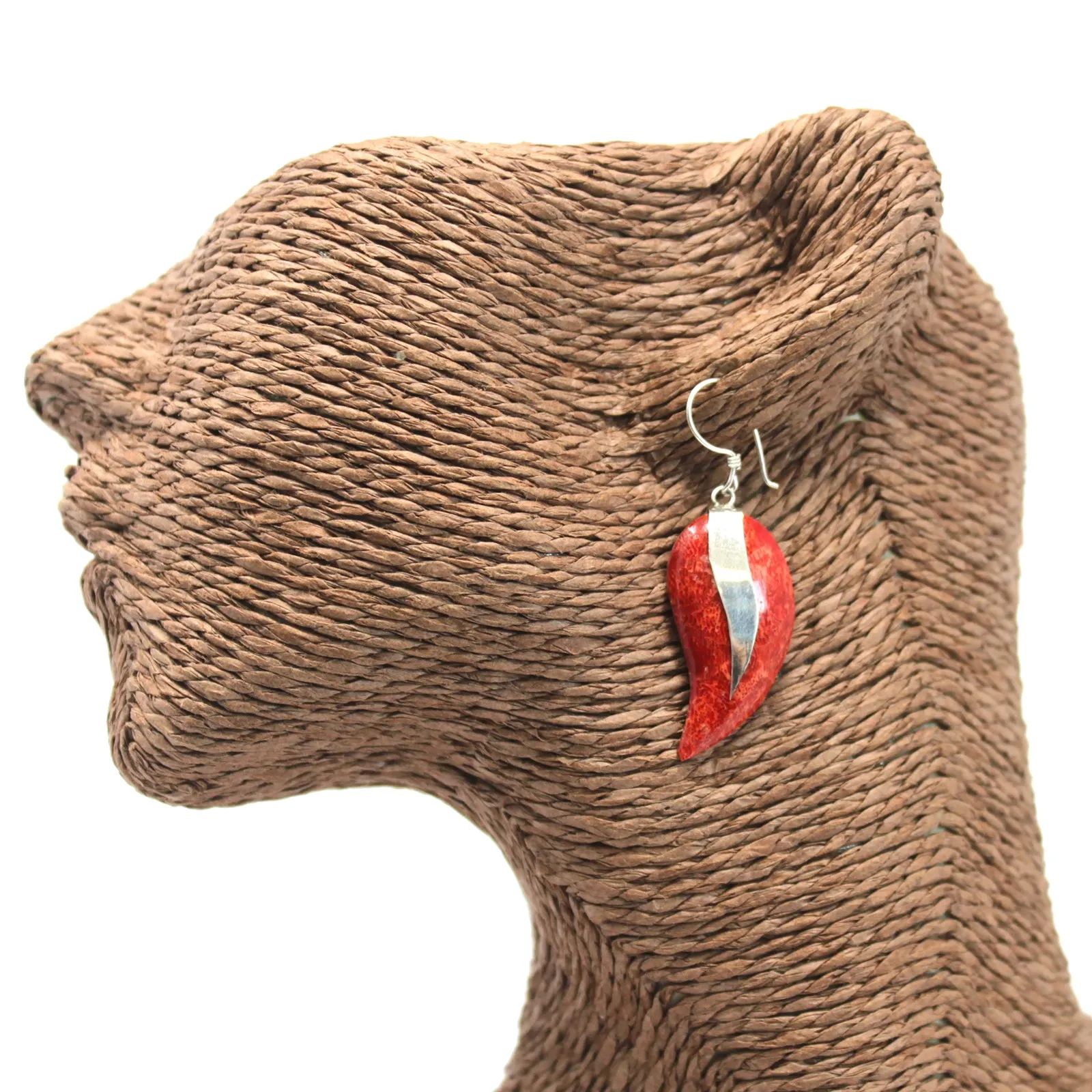 Elegant 925 Silver Mango Coral Earrings - Handcrafted in Bali