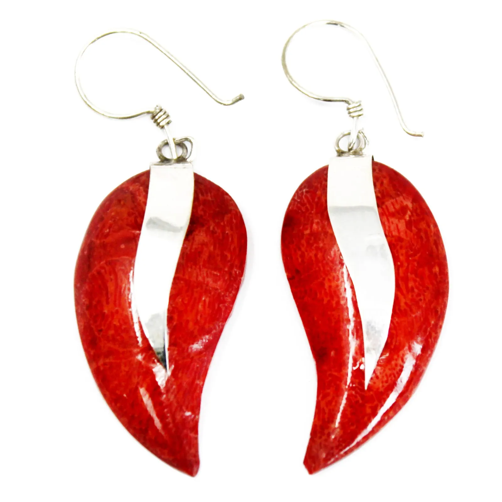 Elegant 925 Silver Mango Coral Earrings - Handcrafted in Bali