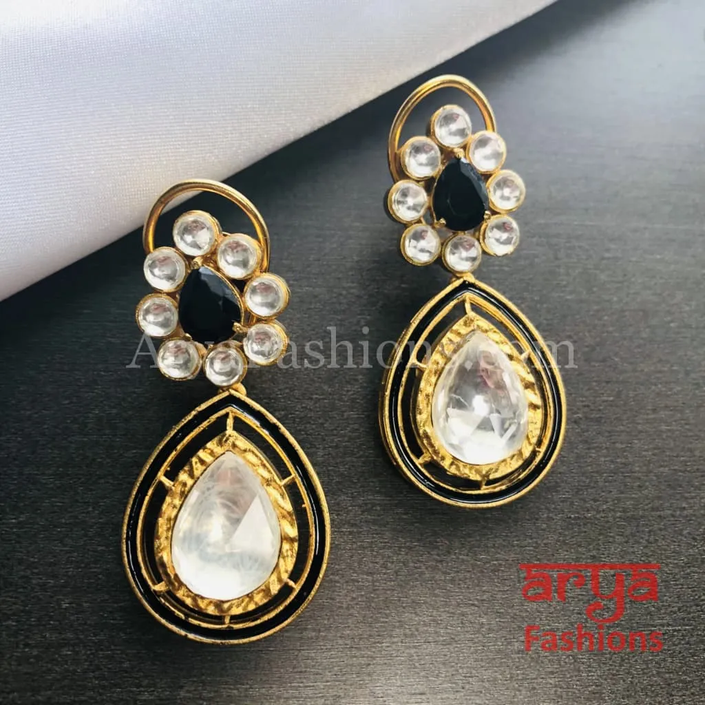 Elegant Two Tone Kundan Party Earrings