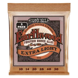 Ernie Ball 3550EB Extra Light Phosphor Bronze Acoustic Strings (3 Pack)