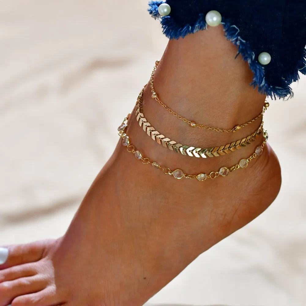 Female Bohemian Shell Heart Summer Anklets For Women Tortoise Ankle Bracelets Girls Barefoot on Leg Chain Jewelry Gift