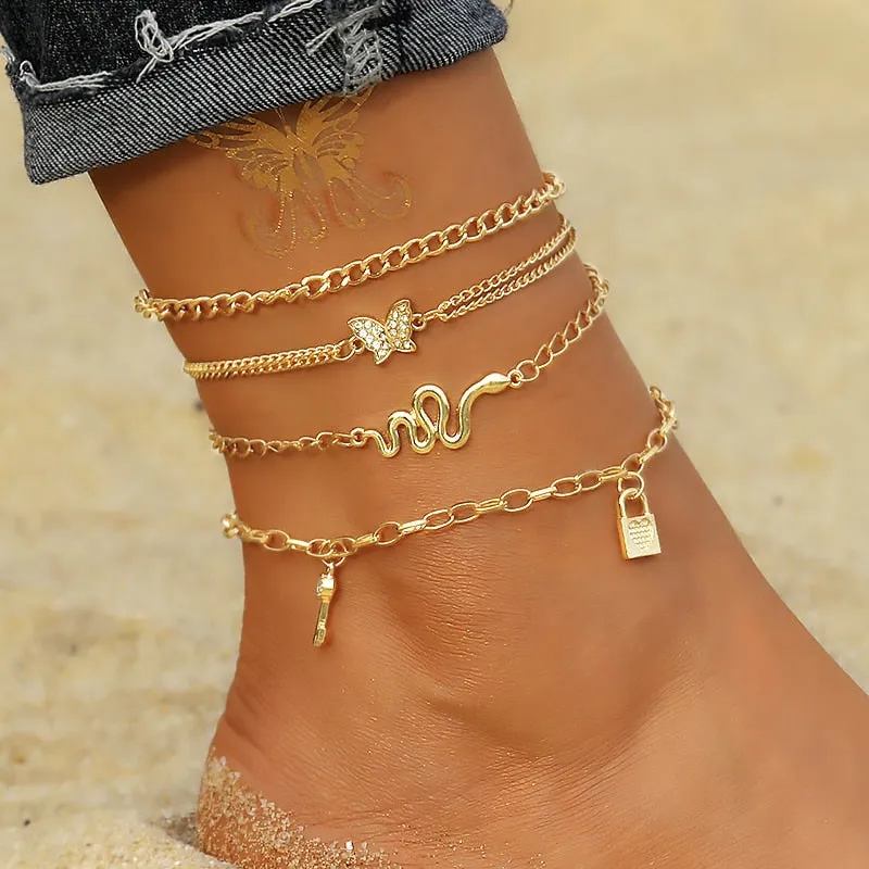 FNIO Bohemia Chain Anklets for Women Foot Accessories 2021 Summer Beach Barefoot Sandals Bracelet ankle on the leg Female