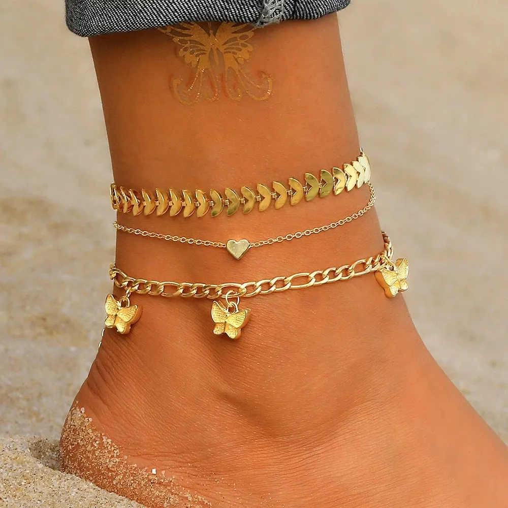 FNIO Bohemia Chain Anklets for Women Foot Accessories 2021 Summer Beach Barefoot Sandals Bracelet ankle on the leg Female