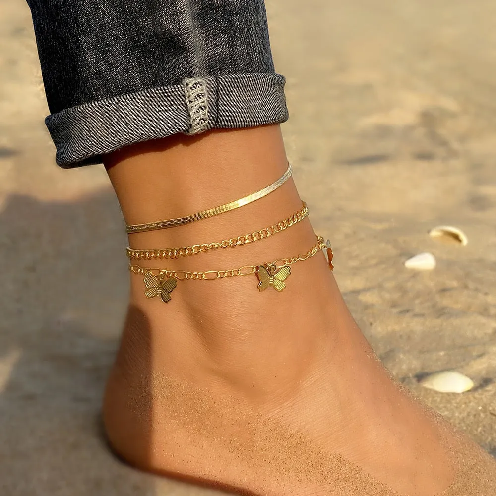 FNIO Bohemia Chain Anklets for Women Foot Accessories 2021 Summer Beach Barefoot Sandals Bracelet ankle on the leg Female