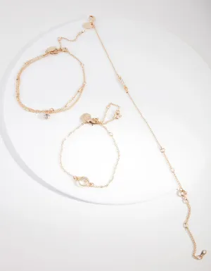 Gold Pearl Friendship Anklet Bracelet Pack