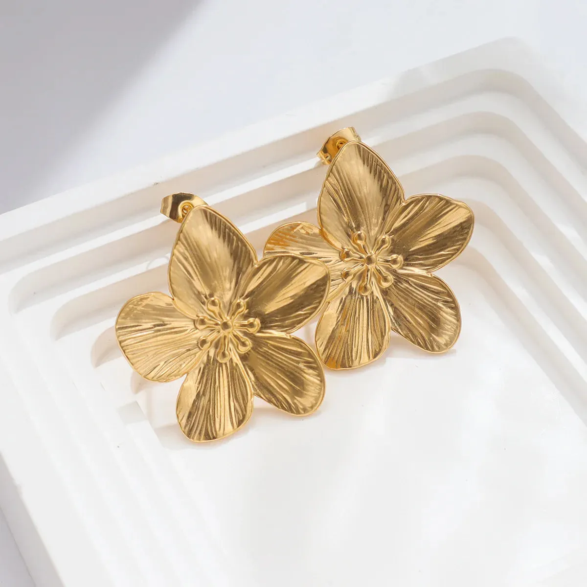 Gold Plated Vintage Butterfly Stud Earrings Charm